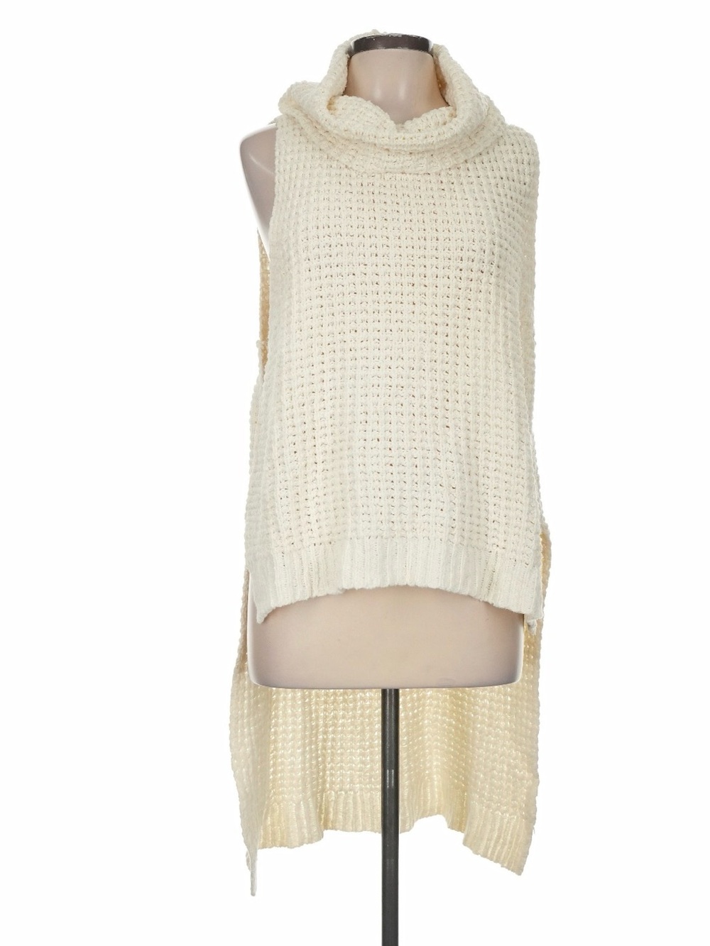 Free People Oversized Sleeveless Chunky Cowl Neck Ivory Sweater Sz M